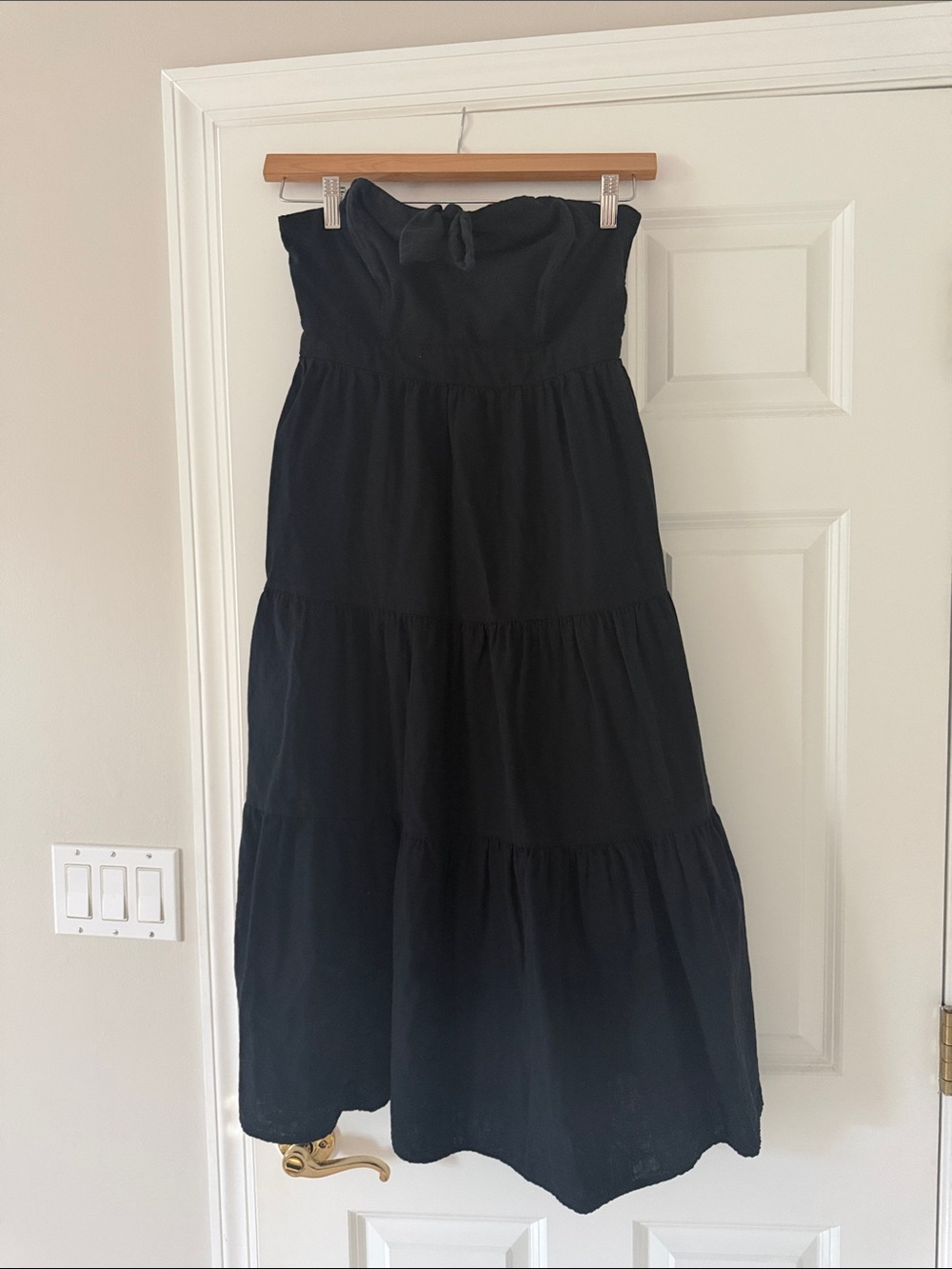 Strapless Tiered Black Maxi Dress